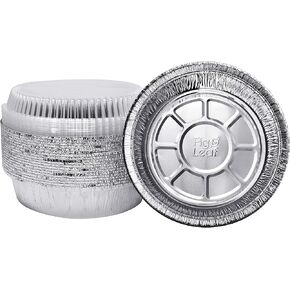 (40 Pack) Premium 8-Inch Round Foil Pans with Plastic Dome Lids l Heavy Duty l Disposable Aluminum Tin for Roasting, Baking, or Cooking