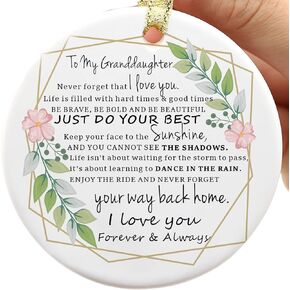 FACEINSE Two-Side Printed to My Granddaughter Christmas Ornament, Gift for Granddaughter from Grandparents, to My Granddaughter, Never Forget That I Love You (Ornament - for Granddaughter)