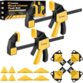 Saker Bar Clamps for Woodworking, 60/90/120 Multi Degree Angle Clamp, 6" Quick Grip Clamps, Wood Working Clamps Sets, Quick Clamps F Clamp with 154 LBS Load Limit