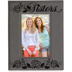 KATE POSH SISTERS Engraved Leather Picture Frame - Maid of Honor Gifts, Matron of Honor Gifts, Bridesmaid Wedding Gifts, Birthday Gifts, Big Sister, Little Sister, Best Friend (4x6-Horizontal)