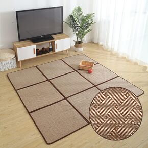 MYOYAY 71'' x 71'' Tatami Mat Rattan Japanese Floor Mats 0.47'' Thick Igusa Tatami Futon Mattress Non-Slip Breathable Memory Foam Tatami Area Rug Mat Bedroom Yoga Zen Sleeping Crawling(Green)