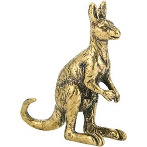 Mini Kangaroo Figurine Vintage Brass Small Kangaroo Statue Vintage Animal Sculpture Fengshui Ornament for Home Office Decor