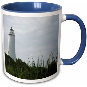 3dRose mug_57624_4 "Oracoke Lighthouse The Outer Banks" Two Tone Black Mug, 11 oz, Multicolor