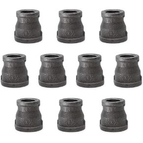 Iron Reducing Coupling, Home TZH Cast Malleable Iron Female Pipe Fitting Connector for Industrial Vintage Style DIY Project/Furniture/Shelving Decoration (10, 1"*1-1/4")
