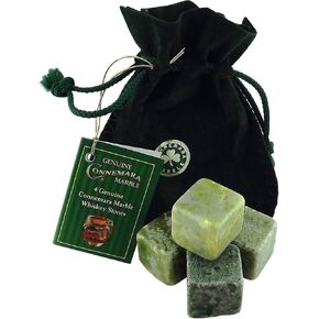 Whiskey Stones Set of 4 Irish Connemara Marble Chilling Rocks Reusable Ice Cubes Bourbon Stones Bar Accessories Gifts for Men