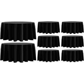 Round Tablecloth 90 Inch Round Black Tablecloths Washable Decorative Linen Polyester Table Clothes Cover for Dining Table Banquets Buffet Parties and Wedding