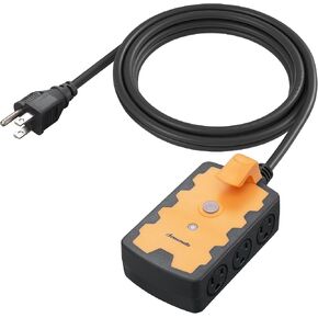DEWENWILS Heavy Duty Power Strip, 6-Outlet Power Strip with 6 Feet Extension Cord, 14/3 SJTW Cable for Indoor Outdoor, 15A Circuit Breaker, Swivel Safety Covers, ETL Listed