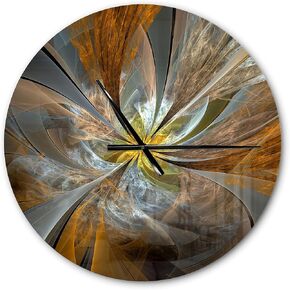 'Symmetrical Brown Fractal Flower ' Modern Wall Clock for Home Bedroom Bathroom Office Living Room Decoration, 7254, 29x29 (Clock-TOP 20
