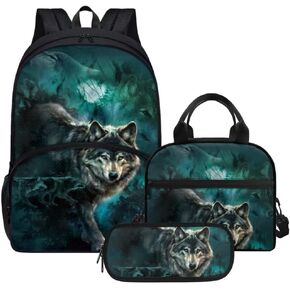 Golden Retriever Backpack Set with Lunch Bag and Pencil Case Animal Backpack Book bag Set for Kids Elementary School