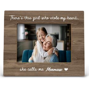 Meemaw Gifts Picture Frame - Grandma Frame, Grandma Picture Frame, Grandma Mothers Day Gifts for Meemaw, Theres This Girl Who Stole My Heart She Calls Me Meemaw Photo Frame(5x7 Inch Photo)