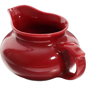 PRETYZOOM Ceramic Creamer Gravy Boat with Handle,Coffee Milk Creamer Pitcher Sauce Pitcher Gravy Boat Jug Pitcher Dripless Lip Spout for Salad Dressings Broth Black Pepper Red