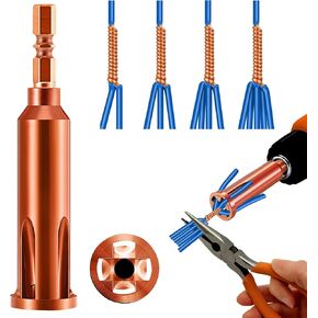 Universal Wire Twisting Tool Cable Wire Stripper and Twister Wire Stripping Tool for Electrician by Drill Driver or Manually (Brown)