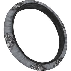 Gray Wolf Print Car Sheering Wheel Cover,15 Inch Non-Slip Auto Sheering Wrap Accessory Breathable Interior Decoration,Univeral Fit in Saudi Arabia