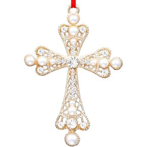 WhatSign Metal Christmas Cross Christian Christmas Ornaments Holy Cross Ornament for Christmas Tree Cross Religious Christmas Tree Ornament Decorations Cross Nativity Ornament Gifts for Family Friends