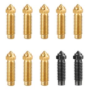 10pcs 3D Printer Nozzles Extruder Hotend, 5pcs 0.4mm, 1pc 0.6mm, 1pc 0.8mm, 1pc 1.0mm 3D Printer Brass Nozzle, 2pcs 0.4mm Hardened Steel Nozzle for Elegoo Neptune 4 Plus/ 4 Max