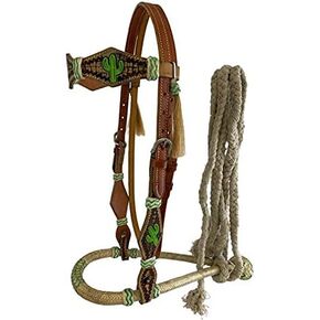Showman Leather Bosal Headstall Set w/Painted Cactus Design in Kuwait