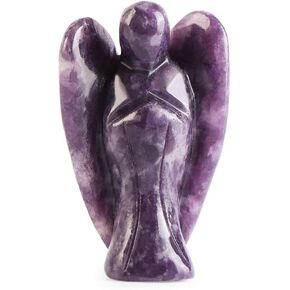 Artistone Guardian Angel Healing Crystals Rainbow Fluorite Crystal Angel Stone Gemstone Statue Figurine Pocket Angel