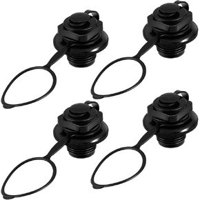 Soaoo Inflatable Boat Air Valve Inflatable Boat Spiral Air Plugs One Way Inflation Boston Valve Replacement Screw for Pool Rubber Dinghy Raft Kayak Boat Airbeds, Black