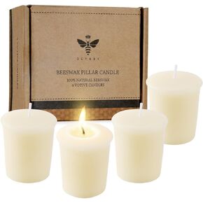 Pure White Beeswax Votive Candles-12 Pack Natural Votives Set for Home Room Decor Party Wedding Spa Gift