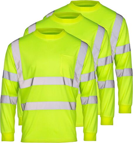 High Visibility Shirts for Men - Long Sleeve Construction Hi Vis Reflective Safety Shirts for Men Yellow Orange in Saudi Arabia