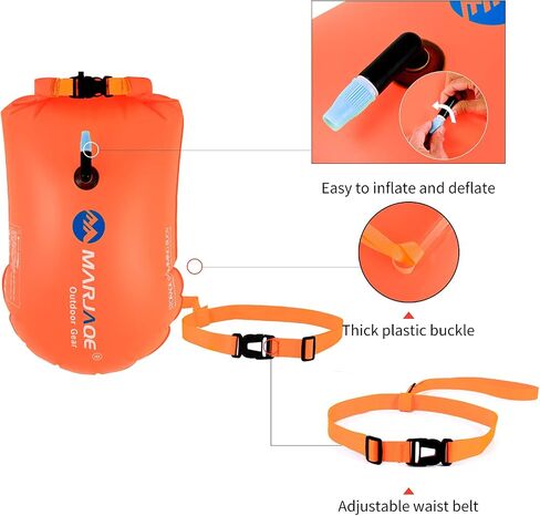 Open Water Swim Buoy Inflatable Swim Bubble for Swimmers and Triathlons, Keep Dry Safety 20L Swim Buoy Tow Float Waterproof Bag (Green) in Saudi Arabia