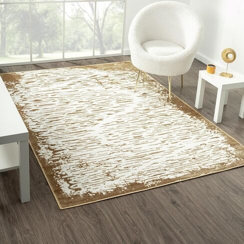 سجادة منطقة LUXE WEAVERS باللون الذهبي المعدني مقاس 5x7، سجادة غرفة المعيشة ذات ملمس تجريدي فخم in Kuwait