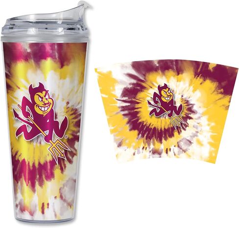 Rico Industries NCAA Glitter 24oz Acrylic Glitter Tumbler with Hinged Lid, Officially Licensed Double Wall Tumbler with Straw in Saudi Arabia