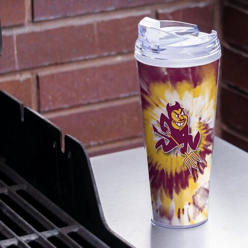 Rico Industries NCAA Glitter 24oz Acrylic Glitter Tumbler with Hinged Lid, Officially Licensed Double Wall Tumbler with Straw in Saudi Arabia