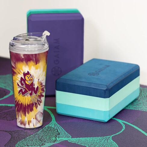 Rico Industries NCAA Glitter 24oz Acrylic Glitter Tumbler with Hinged Lid, Officially Licensed Double Wall Tumbler with Straw in Saudi Arabia