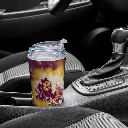 Rico Industries NCAA Glitter 24oz Acrylic Glitter Tumbler with Hinged Lid, Officially Licensed Double Wall Tumbler with Straw in Saudi Arabia