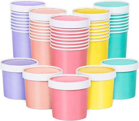 MATICAN Paper Ice Cream Cups with Lids, 40-Pack 9-Oz Soup Cups with Lids, Disposable Ice Cream Containers, 9-Ounce, 5 Pastel in Saudi Arabia