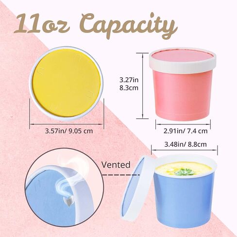 MATICAN Paper Ice Cream Cups with Lids, 40-Pack 9-Oz Soup Cups with Lids, Disposable Ice Cream Containers, 9-Ounce, 5 Pastel in Saudi Arabia