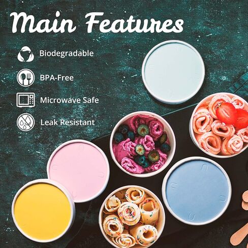 MATICAN Paper Ice Cream Cups with Lids, 40-Pack 9-Oz Soup Cups with Lids, Disposable Ice Cream Containers, 9-Ounce, 5 Pastel in Saudi Arabia