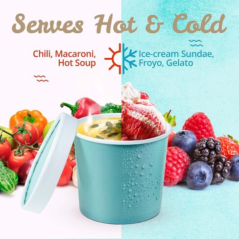 MATICAN Paper Ice Cream Cups with Lids, 40-Pack 9-Oz Soup Cups with Lids, Disposable Ice Cream Containers, 9-Ounce, 5 Pastel in Saudi Arabia