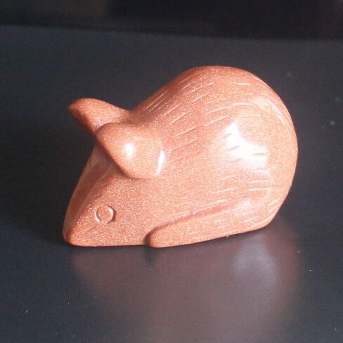 Hand Carved Mixed Gemstone Crystal Mouse Rat Figurine Animal Carving Statue Home Decor 1.9'' (Black Obsidian) in Saudi Arabia
