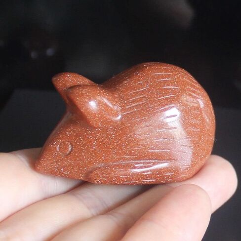 Hand Carved Mixed Gemstone Crystal Mouse Rat Figurine Animal Carving Statue Home Decor 1.9'' (Black Obsidian) in Saudi Arabia