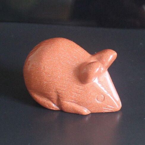 Hand Carved Mixed Gemstone Crystal Mouse Rat Figurine Animal Carving Statue Home Decor 1.9'' (Black Obsidian) in Saudi Arabia