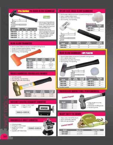 HHIP Pro Series 7080-0302 Vertex Dead Blow Hammer، مطرقة Deadblow مع وجه بلاستيكي UPE، رأس فولاذي قطره 1.2 بوصة، غير قابل للتشوه، 16 أونصة in Saudi Arabia