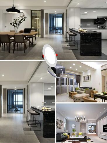 6 Inch Ultra-Thin LED Recessed Ceiling Light with Junction Box, 6000K Daylight, 12W 110W Eqv, Dimmable Can-Killer Downlight, 1050LM High Brightness (6500K-Daylight, 6 inch-12Pack) in Saudi Arabia