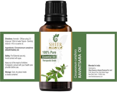 Ravintsara (Ho Leaf) Oil 15 ML (0.51 Fl.OZ) | 100% Pure Natural Undiluted Uncut Therapeutic Grade Cinnamomum Camphora Essential Oil in Saudi Arabia