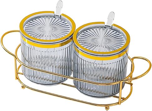 NAN Wind Acrylic Condiment Spice Jars,Condiment Spice Box With Lids and Spoons and Holder,Clear Plastic Condiment Canisters,Seasoning Box 2 Pack,Seasoning Box Set for Kitchen to Storage Salt,Paprika in Saudi Arabia