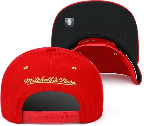 Mitchell & Ness Snapback Hat Adjustable Cap - Black/Gold Metal Pin in Saudi Arabia