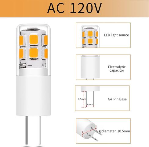 لمبة I-SHUNFA G4 LED تيار متردد 120 فولت، أبيض دافئ، 10 عبوات in Saudi Arabia