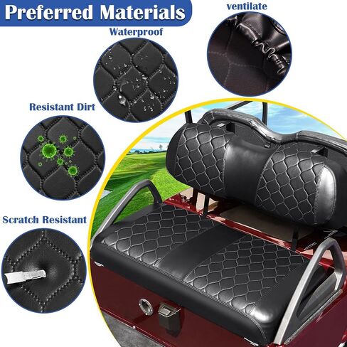 Golf Cart Seat Covers Kit for Club Car DS OEM Ordinary Seat Cushion, Golf Cart Portable Vinyl Seat Cover Cushion (Black Golf Cart Club Car DS Seat Cover) in Saudi Arabia
