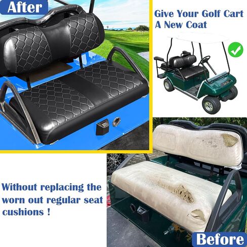 Golf Cart Seat Covers Kit for Club Car DS OEM Ordinary Seat Cushion, Golf Cart Portable Vinyl Seat Cover Cushion (Black Golf Cart Club Car DS Seat Cover) in Saudi Arabia