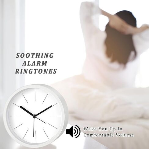 Modern Desktop Clock, Analog Clock Battery Operated with Silent No-Ticking Design, Small Tabletop Clocks for Office/Mantle/Desktop or Nightstand (White-Round) in Saudi Arabia