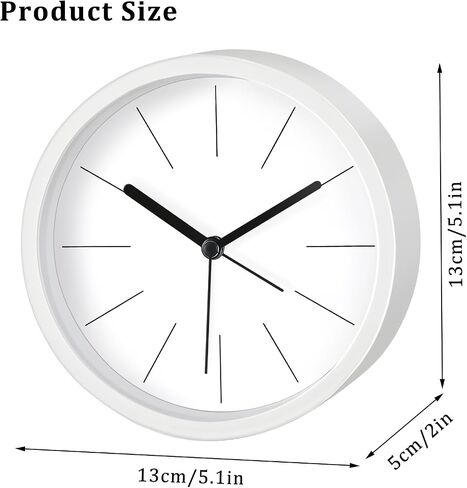 Modern Desktop Clock, Analog Clock Battery Operated with Silent No-Ticking Design, Small Tabletop Clocks for Office/Mantle/Desktop or Nightstand (White-Round) in Saudi Arabia