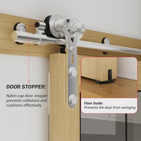4FT Sliding Barn Door Hardware Kit, Stainless Steel Track for Single Door, Smoothly and Quietly, Fit 24" Door Panel(Y Shape Hanger) in Saudi Arabia