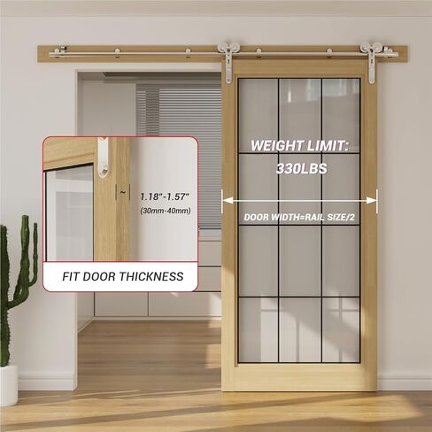 4FT Sliding Barn Door Hardware Kit, Stainless Steel Track for Single Door, Smoothly and Quietly, Fit 24" Door Panel(Y Shape Hanger) in Saudi Arabia