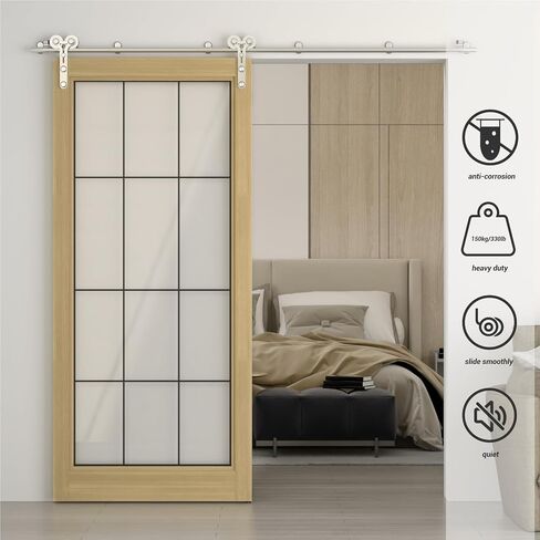 4FT Sliding Barn Door Hardware Kit, Stainless Steel Track for Single Door, Smoothly and Quietly, Fit 24" Door Panel(Y Shape Hanger) in Saudi Arabia